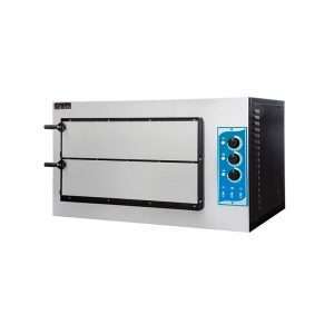 Horno para pizza eléctrico de cámara doble con puerta ciega para 1+1 pizza Ø 45 cm | 1+1 bandeja EN 60x40 - Imagen 2