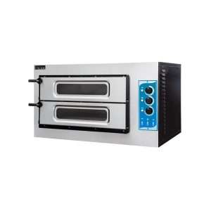 Horno para pizza eléctrico de cámara doble con puerta de vidrio para 1+1 pizza Ø 45 cm | 1+1 bandeja EN 60x40 - Imagen 2