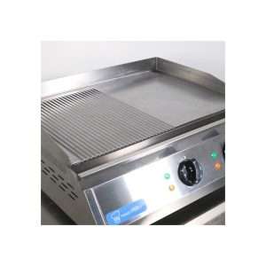 Fry-Top eléctrico de sobremesa de doble zona de cocción con placa ½ lisa + ½ rayada - potencia 6000 watt - Imagen 2
