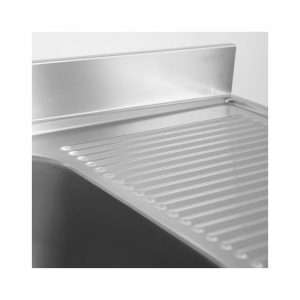 Fregadero mueble en acero inox con N.2 senos con peto trasero y gotero a la derecha  L1900xP600xH850 mm - linea premium - Imagen 9