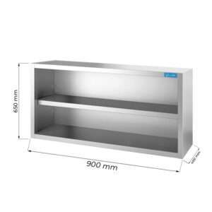 Armarios de pared abiertos en acero inox con 1 estante, L900xP400xH650 mm - linea premium