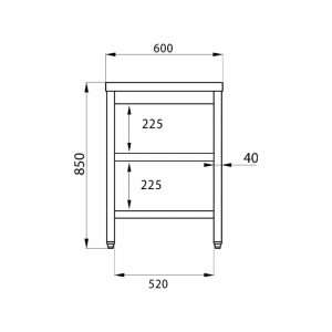 Mesa en acero inox abierta con N.2 estantes L1000xP600xH850 mm - linea premium - Imagen 3