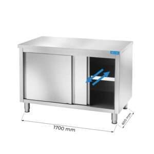 Armarios de trabajo en acero inox con puerta corredera L1700xP600xH850 mm - linea premium