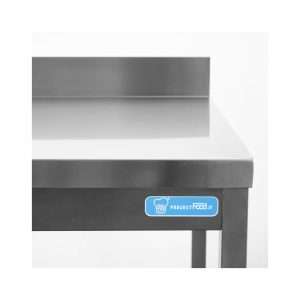 Mesa en acero inox con estante inferior y peto trasero L1600xP700xH850 mm - linea premium - Imagen 7