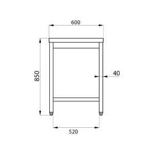 Mesa en acero inox sin estante inferior L1200xP600xH850 mm - linea premium - Imagen 7