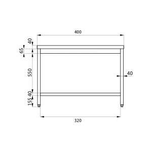Mesa en acero inox sin estante inferior L400xP600xH850 mm - linea premium - Imagen 4