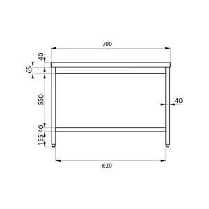 Mesa en acero inox sin estante inferior L700xP600xH850 mm - linea premium - Imagen 7