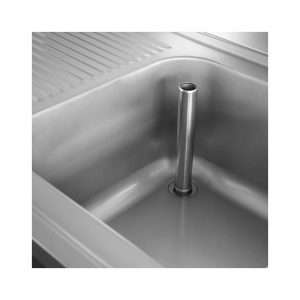 Fregadero abierto en acero inox para lavavajillas con peto trasero y gotero a la izquierda L1200xP600xH850 mm - linea premium - Imagen 7