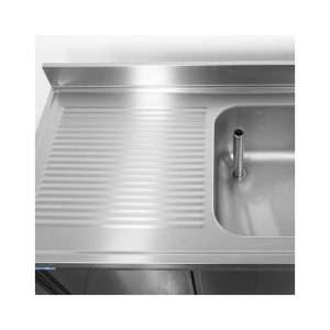 Fregadero mueble en acero inox con peto trasero y gotero a la izquierda L1300xP600xH850 mm - linea premium - Imagen 12