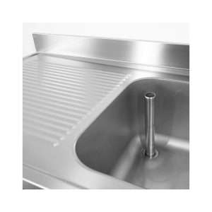 Fregadero mueble en acero inox con peto trasero y gotero a la izquierda L1500xP700xH850 mm - linea premium - Imagen 11