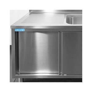 Fregadero mueble en acero inox con peto trasero y gotero a la izquierda L1300xP600xH850 mm - linea premium - Imagen 7