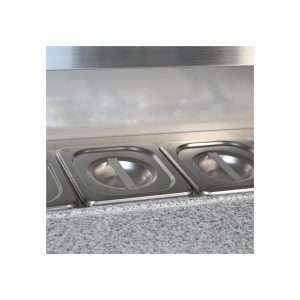 Saladette de refrigeración estática con n° 2 puertas y superficie de granito + peto trasero - temp. de +2°C a +8°C - Imagen 2