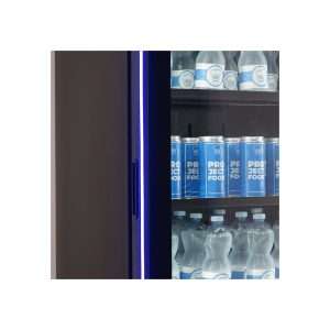 Vitrina refrigerada para bebidas de 378 lt negra con marco de LED azul temperatura de 0°C a +7°C - Imagen 3