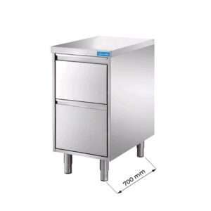Cajoneras en acero inox con N.2 cajones L500xP700xH850 mm - linea premium