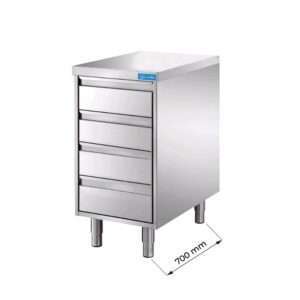 Cajoneras en acero inox con N.4 cajones L500xP700xH850 mm - linea premium