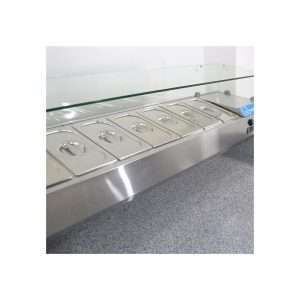 Mesa pizzería refrigerada con n° 3 puertas EN 60x40 y vitrina expositora para 10 recipientes GN 1/4 - Imagen 6