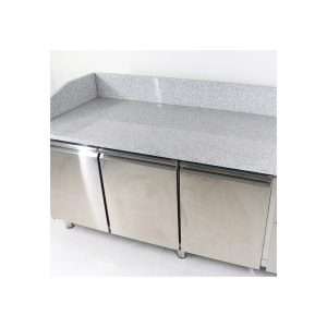 Mesa pizzería refrigerada con n° 3 puertas EN 60x40 y vitrina expositora para 10 recipientes GN 1/4 - Imagen 4