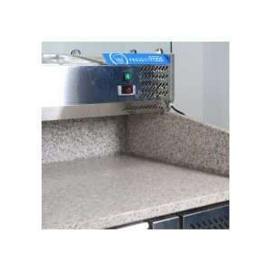 Mesa pizzería refrigerada con n° 3 puertas EN 60x40 y vitrina expositora para 10 recipientes GN 1/4 - Imagen 7