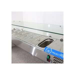 Mesa pizzería refrigerada con n° 3 puertas EN 60x40 y vitrina expositora para 10 recipientes GN 1/4 - Imagen 8