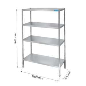 Estanteria en Acero Inox con 4 estantes - L1600xP600xH1800 mm - linea premium