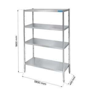 Estanteria en Acero Inox con 4 estantes - L1900xP400xH1800 mm - linea premium