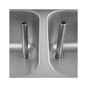 Fregadero abierto en acero inox para lavavajillas con N.2 senos con peto trasero y gotero a la izquierda L1600xP600xH850 mm - linea premium - Imagen 7