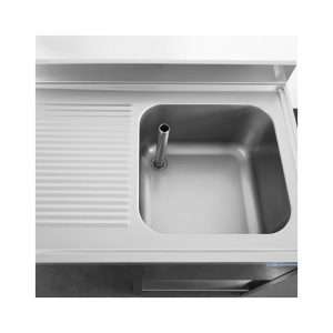 Fregadero abierto en acero inox para lavavajillas con peto trasero y gotero a la izquierda L1400xP600xH850 mm - linea premium - Imagen 4