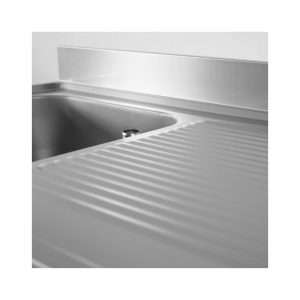 Fregadero abierto en acero inox para lavavajillas con peto trasero y gotero a la derecha L1400xP700xH850 mm - linea premium - Imagen 7