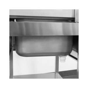 Fregadero abierto en acero inox para lavavajillas con N.2 senos con peto trasero y gotero a la derecha L1600xP700xH850 mm - linea premium - Imagen 8