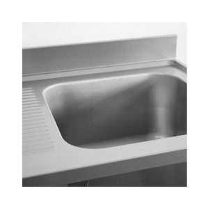 Fregadero abierto en acero inox para lavavajillas con peto trasero y gotero a la izquierda L1400xP600xH850 mm - linea premium - Imagen 10