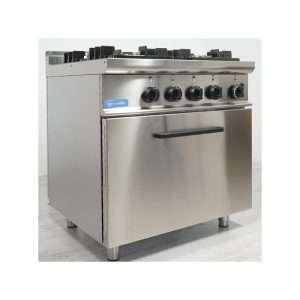 Cocina de gas 4 fuegos con 2 quemadores de 4,5 kw + 2 quemadores de 7,5 kw sobre horno de gas GN 2/1 potencia 7,9 kw - Imagen 11