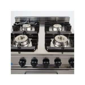 Cocina de gas 4 fuegos con 2 quemadores de 4,5 kw + 2 quemadores de 7,5 kw sobre horno de gas GN 2/1 potencia 7,9 kw - Imagen 3