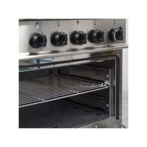 Cocina de gas 6 fuegos con 3 quemadores de 4,5 kw + 3 quemadores de 7,5 kw sobre horno de gas GN 2/1 potencia 7,9 kw - Imagen 8