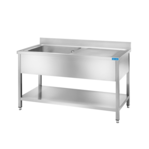 Fregadero abierto de acero inoxidable con 1 cuba y escurridor a la derecha L1100xP600xH850 mm - línea basic - Imagen 2