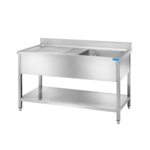 Fregadero abierto de acero inoxidable con 1 cuba y escurridor a la izquierda L1300xP600xH850 mm - línea basic - Imagen 2