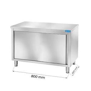Mesa de acero inoxidable con puertas sin peto trasero L800xP600xH850 mm - línea basic
