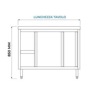 Mesa de acero inoxidable con puertas sin peto trasero L1000xP600xH850 mm - línea basic - Imagen 3