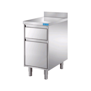 Cajonera de acero inoxidable con 2 cajones y top de trabajo con peto trasero L500xP600xH850 mm - línea basic - Imagen 2