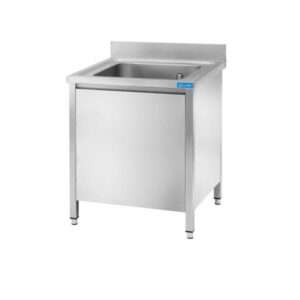 Fregadero con puertas de acero inoxidable con 1 cuba L600xP700xH850 mm - línea basic - Imagen 2