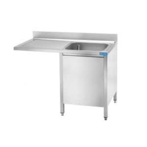 Fregadero con puertas de acero inoxidable para lavavajillas con 1 cuba y escurridor a la izquierda L1200xP700xH850 mm - línea basic - Imagen 2