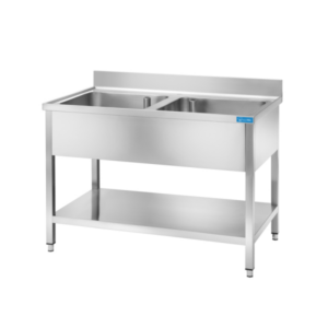 Fregadero abierto de acero inoxidable con 2 cubas L1300xP700xH850 mm - línea basic - Imagen 2