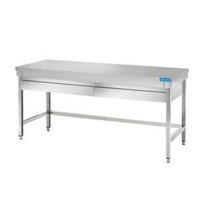 Mesa abierta de acero inoxidable con 2 cajones horizontales sin estante sin peto trasero L1200xP600xH850 mm - línea basic - Imagen 2