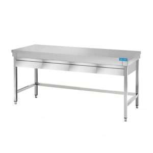 Mesa abierta de acero inoxidable con 4 cajones horizontales sin estante sin peto trasero L1800xP700xH850 mm - línea basic - Imagen 2