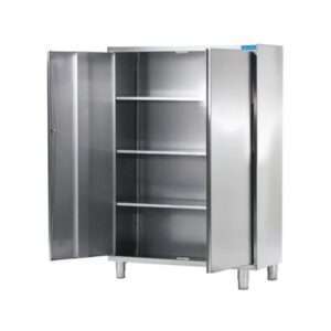 Armario de acero inoxidable con puertas batientes y 3 estantes L1000xP600xH1800 mm - línea basic - Imagen 2