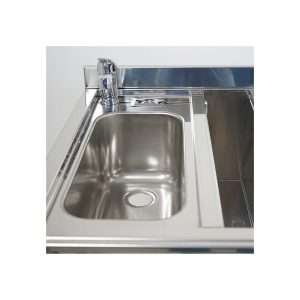 Cocktail station de acero inox AISI 304 sobre ruedas con fregadero L1000xP700xH830 mm - Imagen 3