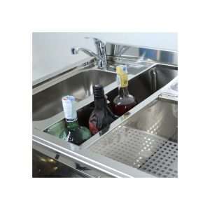 Cocktail station de acero inox AISI 304 sobre ruedas con fregadero L1000xP700xH830 mm - Imagen 6