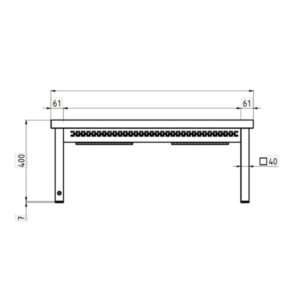 Estante de apoyo individual calefactado de acero inoxidable L1200xP350xH400 mm - línea basic - Imagen 3
