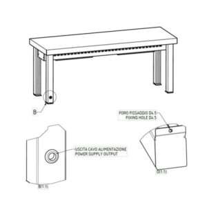 Estante de apoyo individual calefactado de acero inoxidable L1200xP350xH400 mm - línea basic - Imagen 6