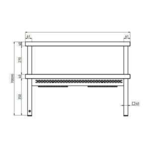 Estante de apoyo doble calefactado de acero inoxidable L1600xP350xH700 mm - línea basic - Imagen 3
