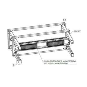 Estante de apoyo doble calefactado de acero inoxidable L1600xP350xH700 mm - línea basic - Imagen 5